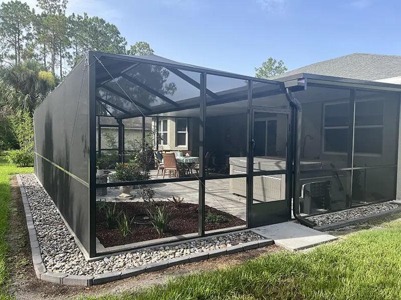 Finished exterior pool enclosure screen