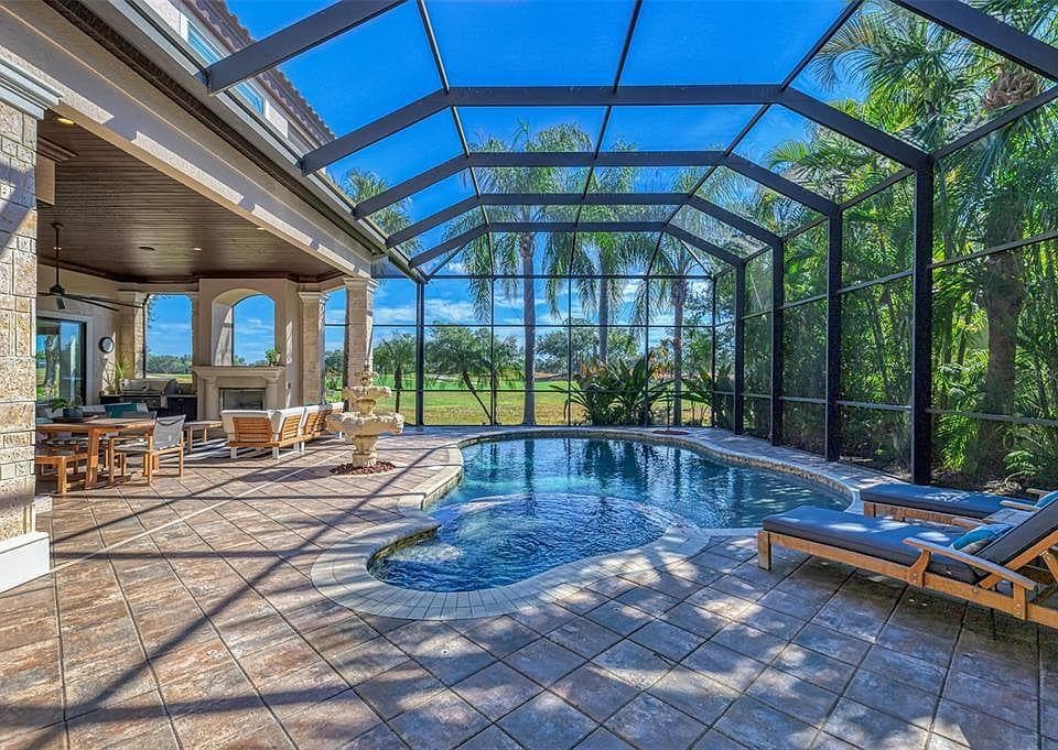 Interior view of a screened pool enclosure
