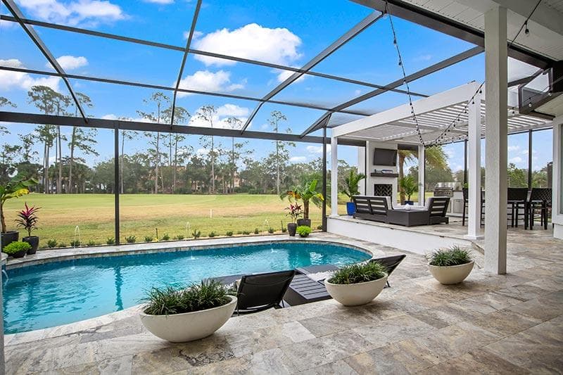 Interior view of completed lanai and pool screen enclosure